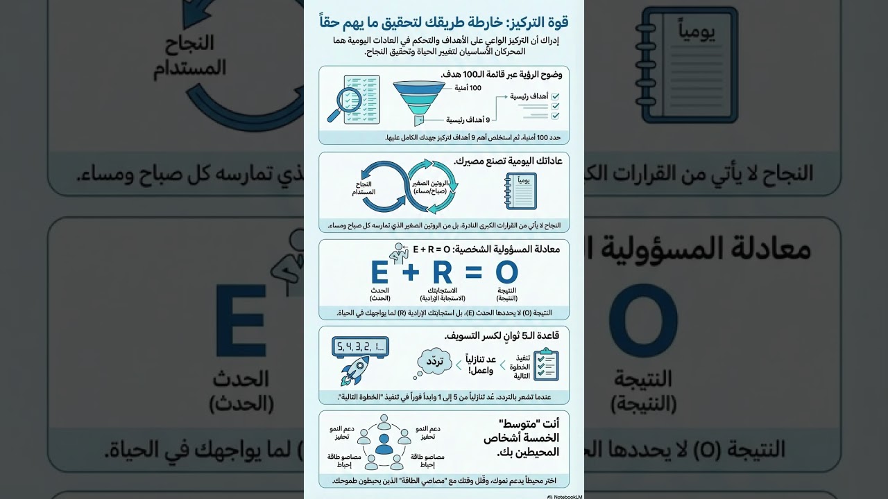 كيف تسيطر على انتباهك وتصنع نجاحك#قوة_التركيز #تطوير_الذات #النجاح #الإنتاجية #تحفيز #إدارة_الوقت