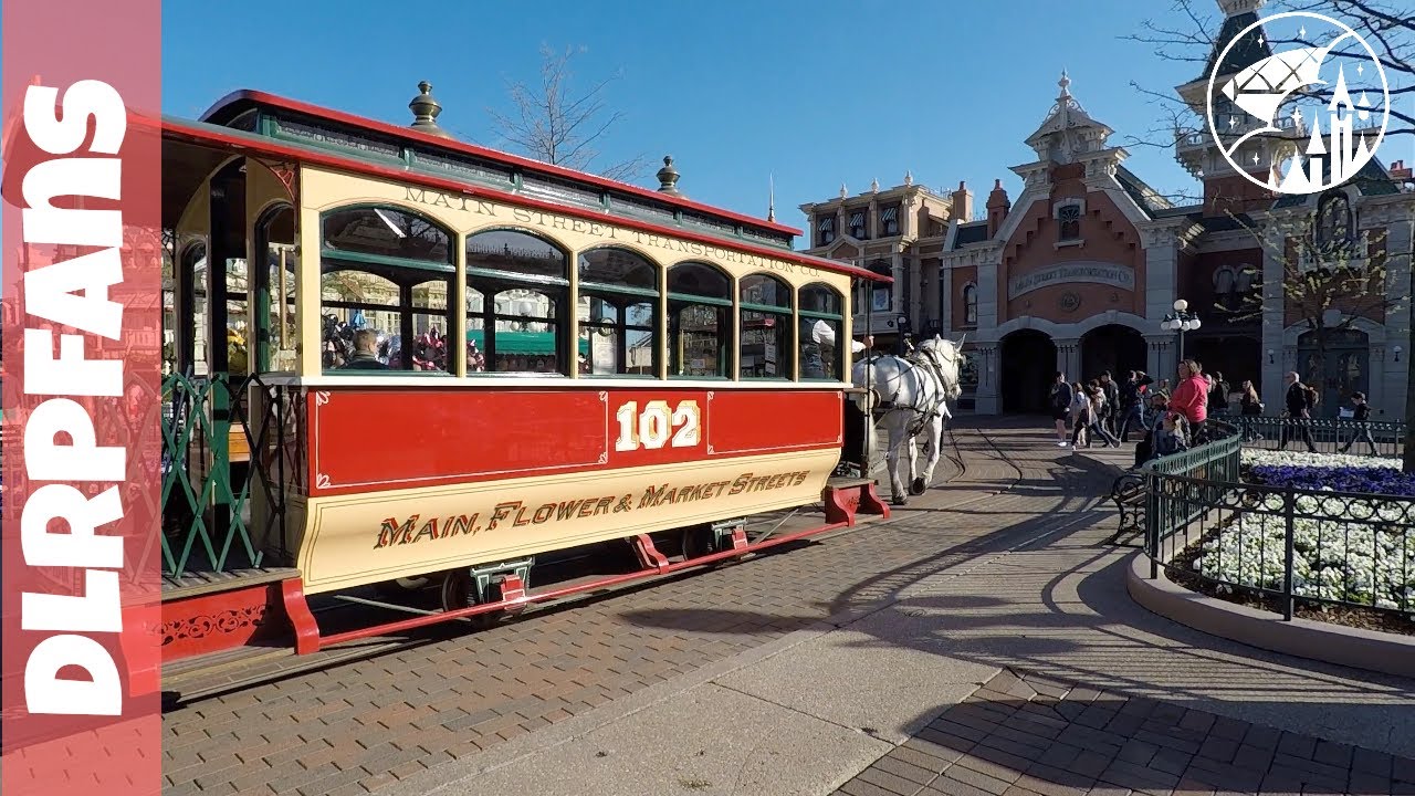 Main Street USA on a horse drawn trolly at Disneyland Paris