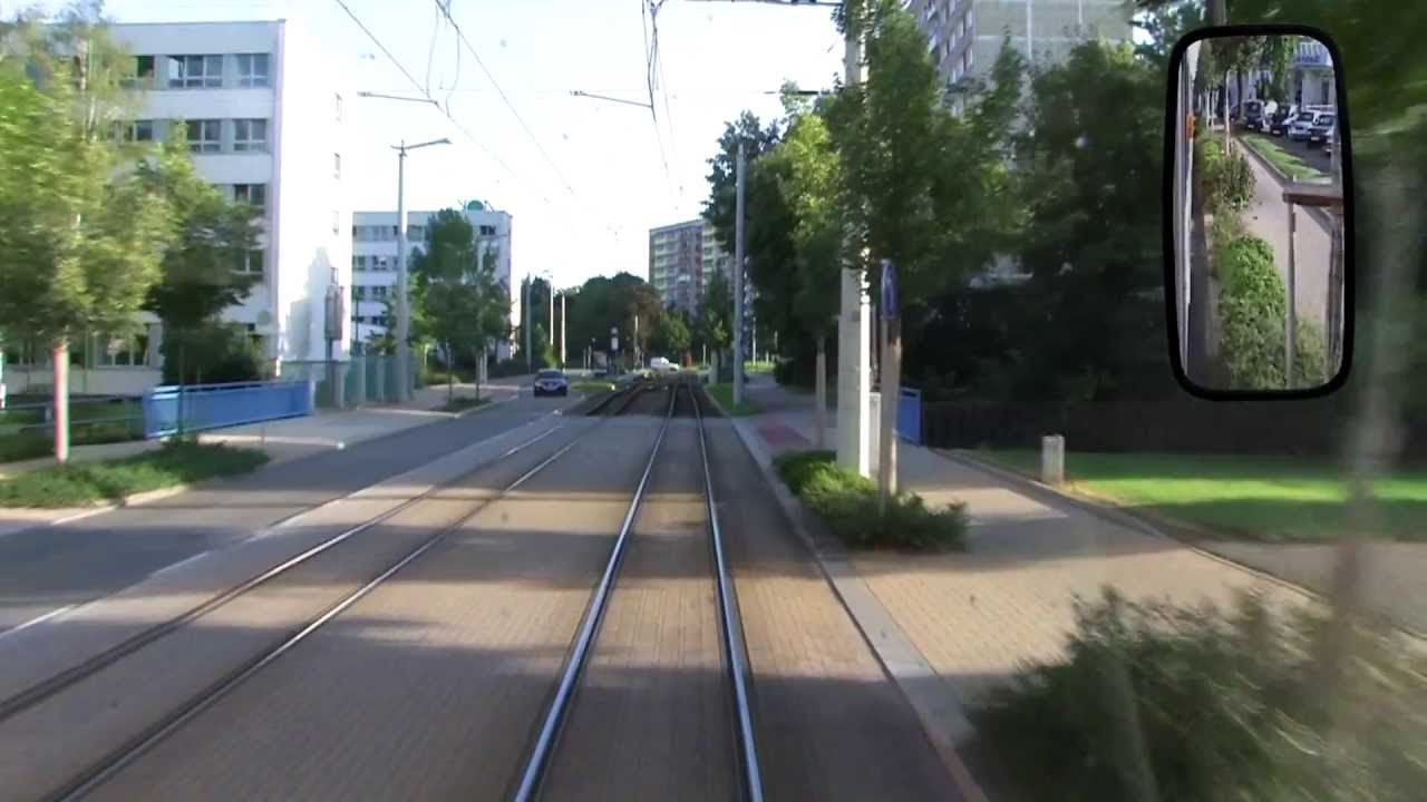 Fahrerkabinenmitfahrt mit Rückspiegel Linie 3 - 2007 - Gera und seine Straßenbahn