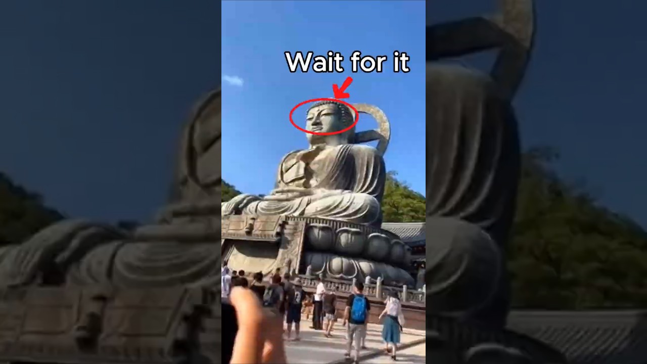 Giant Buddha Statue Collapse at Crowded Temple