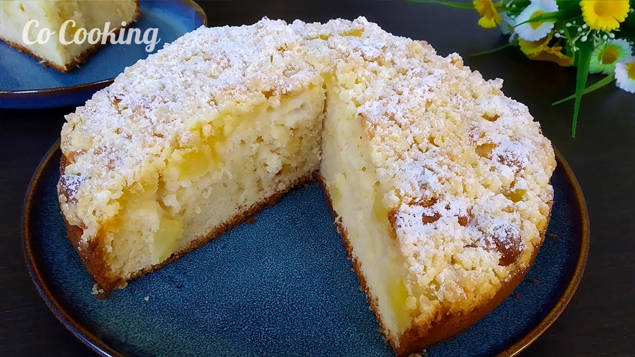 Очень вкусный ананасовый пирог с крошкой из штрейзеля. Легко сделать!