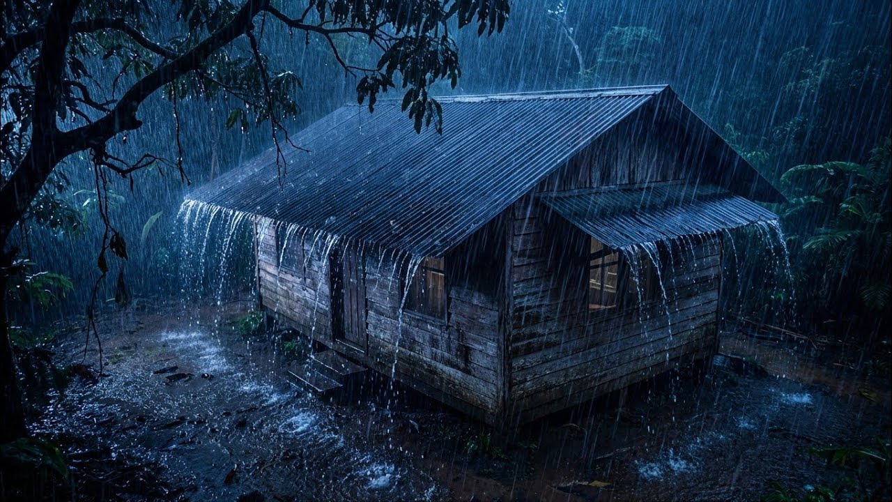 99% Fall Asleep Instantly with a Powerful Rainstorm on a Tin Roof | Goodbye Insomnia & Anxiety