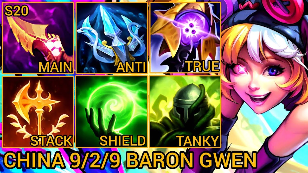 Gwen Baron Lane S Rating 9/2/9 - China Wild Rift New Meta Build & Runes By Tiarty