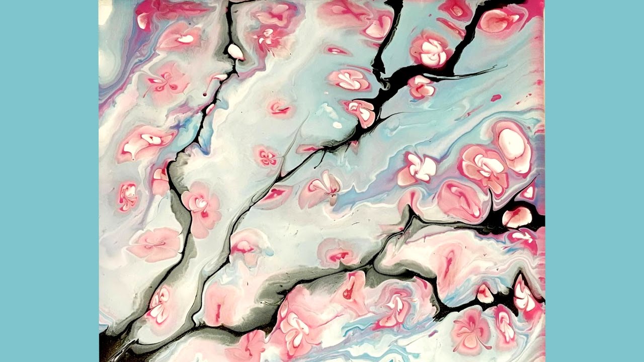 The BEST Sakura Cherry Blossom Painting Tutorial! Fluid-Art