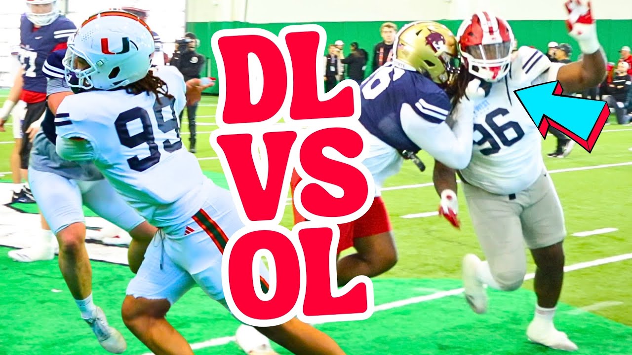 D-Line vs O-Line 1-on-1 In Trenches at Shrine Bowl Practice