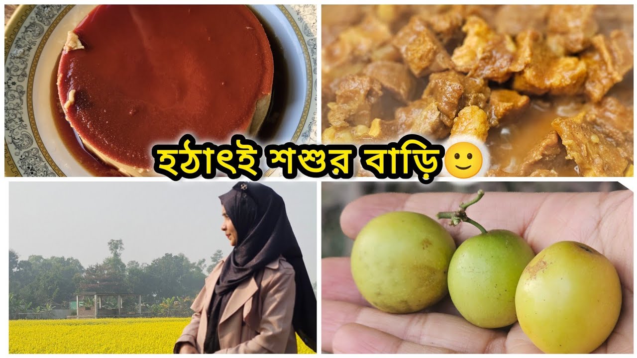 হঠাৎই শ্বশুর বাড়ি 🙂 | রান্না, মিষ্টি পুডিং আর গ্রামের সকাল||