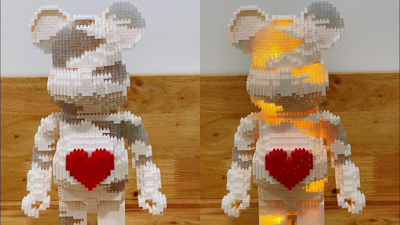Nanoblock - Bearbrick with LED (3142pcs) 30cm tall