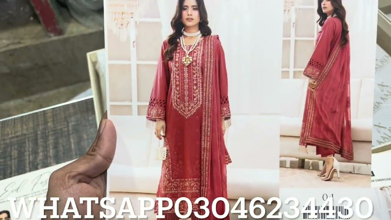 #Aallay Heavy Emb front &fancy heavy Emb crinkle duptta same trouser #eidcollection #lawn #summer