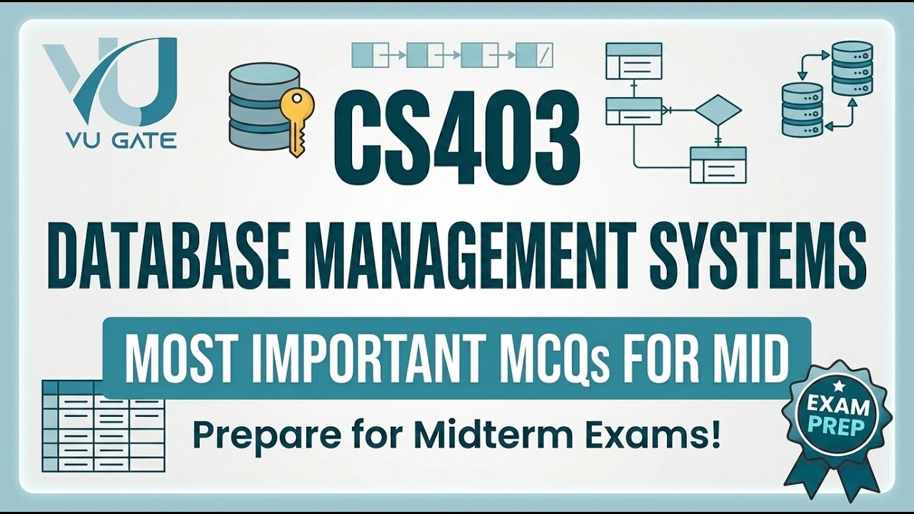 CS403 Database Management Systems Midterm Preparation 2026 Most Important Topics VU Gate