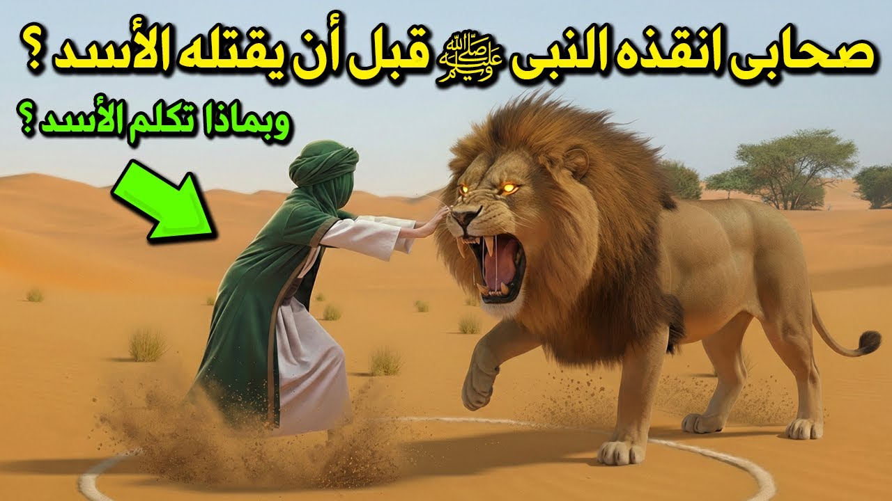 صحابي كاد أن يقتله الأسد فأنقذه النبي ﷺ في اللحظات الأخيرة ؟ وبماذا تكلم الأسد حتى أسلم الجميع ؟!!