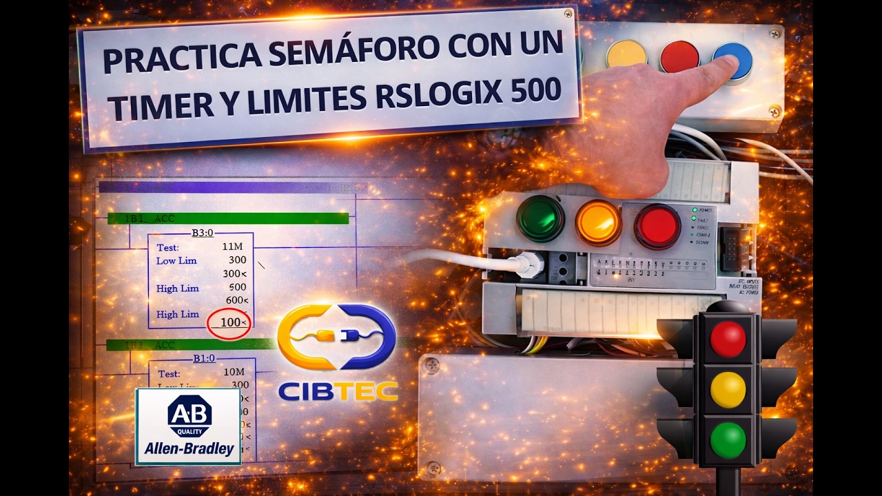 Practica semáforo con solo un temporizador y limites (Software RSlogix 500) Micrologix y SLC500