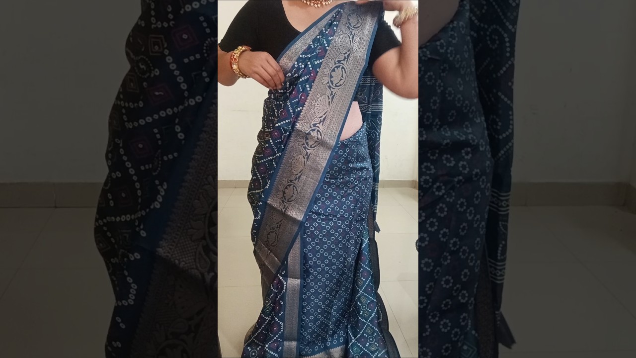 how to drape cotton silk saree draping tutorial/parfect side & sholder pleats 💫#saree #drape #look