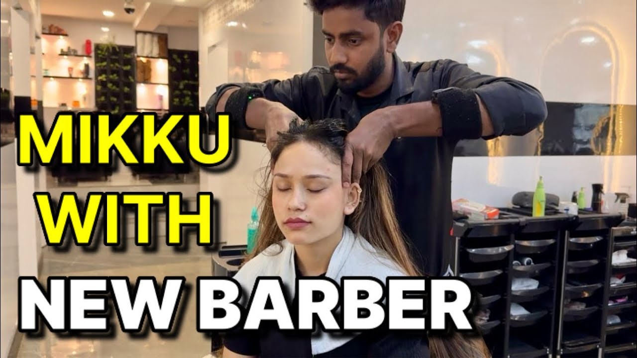 mikku barber relaxing her self with head massage therapy by New Barber Surrender , Asmr Massages