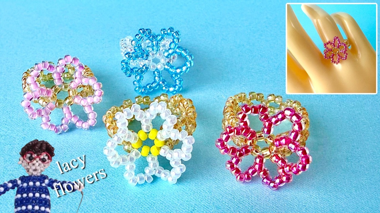 [277] 春色ビーズアクセ♡ レーシーなお花リングの作り方