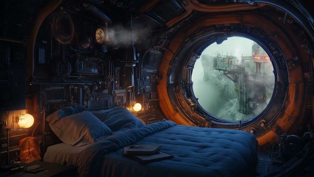 Ephesus Mining Outpost Crew Cabin. Sci-Fi Ambiance for Sleep, Study, Relaxation