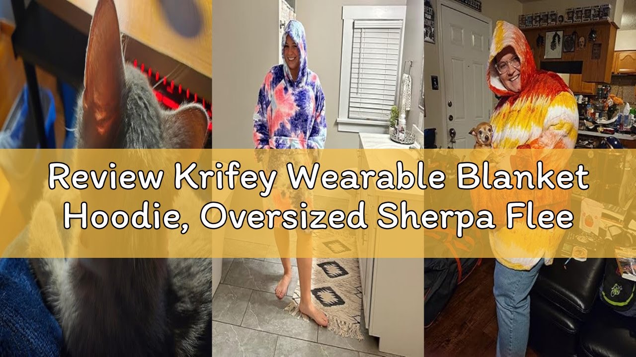 Review Krifey Wearable Blanket Hoodie, Oversized Sherpa Fleece Sweatshirt with Giant Pocket, Birthda