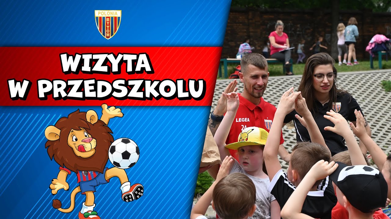 Trenerzy Akademii Piłkarskiej Polonii Bytom z wizytą w Przedszkolu nr 5 w Bytomiu