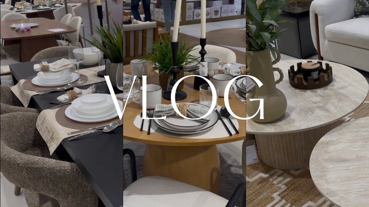 فلوق Vlog : جولة في هوم سنتر /طاولات طعام وغرف معيشة 🩷🩷🩷💰🛍️🛒. 