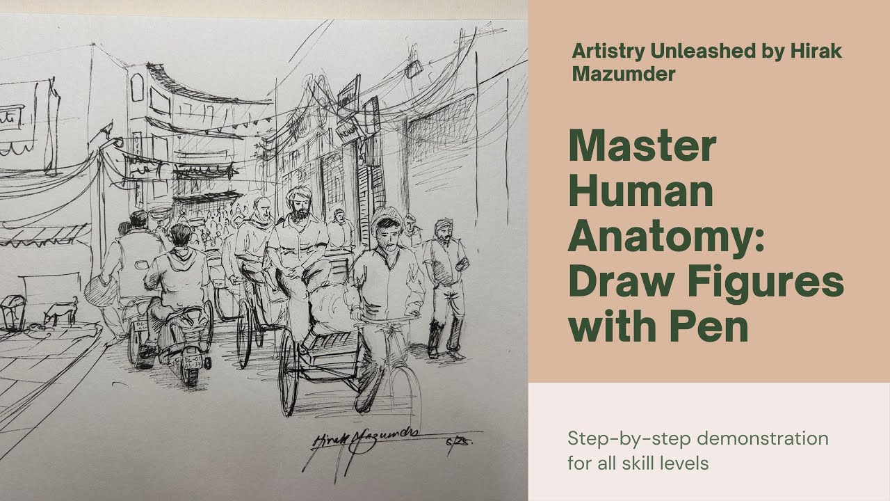 Hirak's Art Gallery is live | How to Make a Market Scene. | How to Draw Multiple Human Figure?