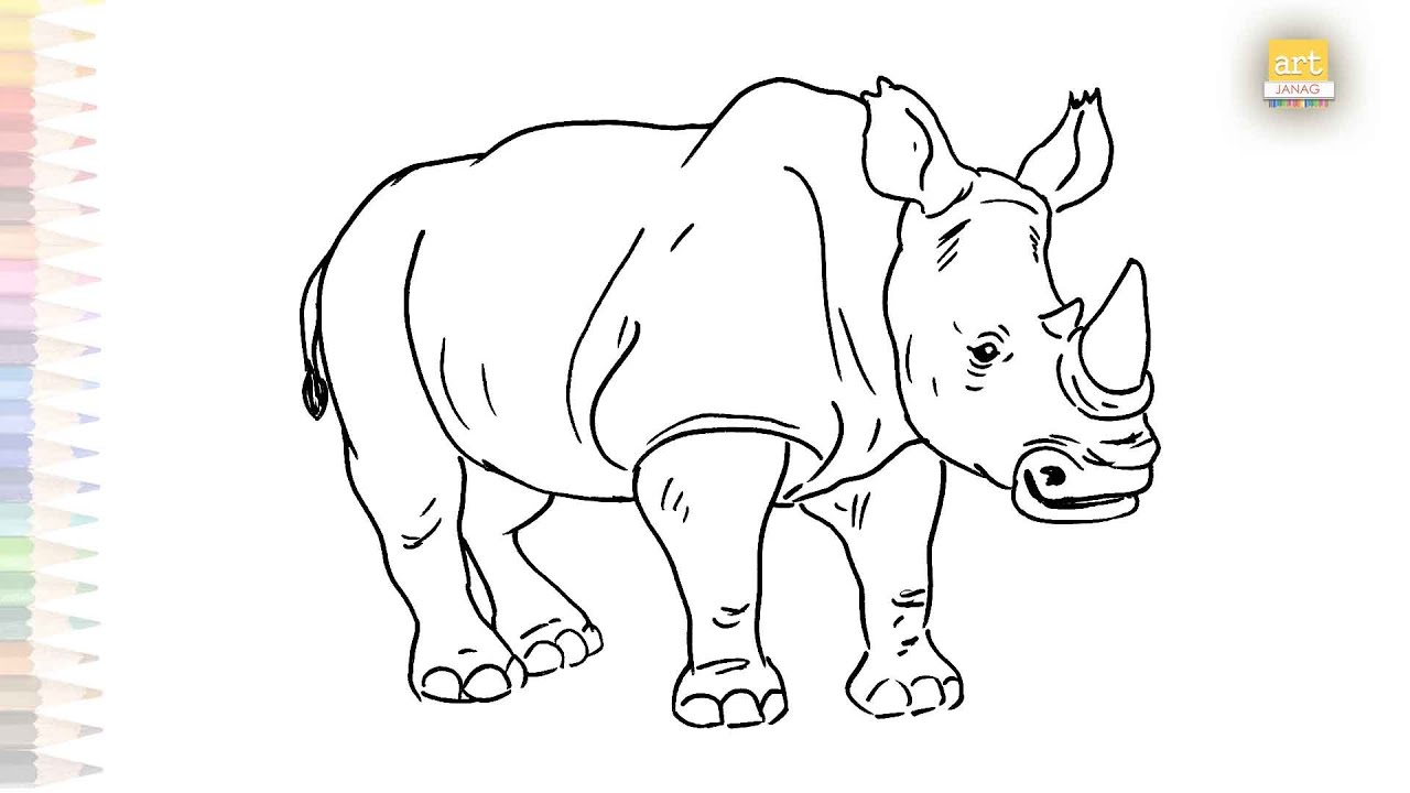 Rhinoceros drawings easy | Animal sketches | How to draw A Rhinoceros step by step | #artjanag