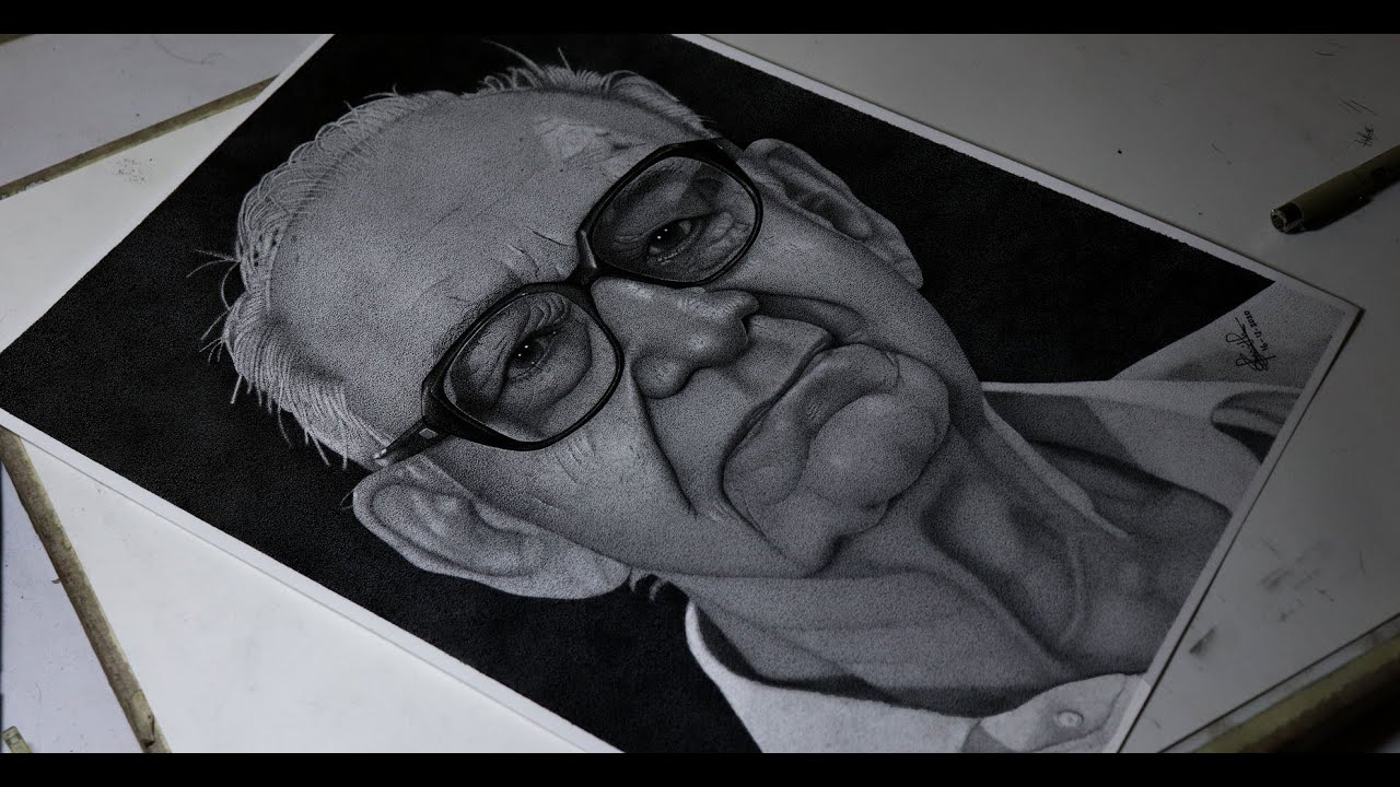 4.5 millions Stippling/Dot Drawing - Hyperrealistic Portrait -170 hours - ssp drawings