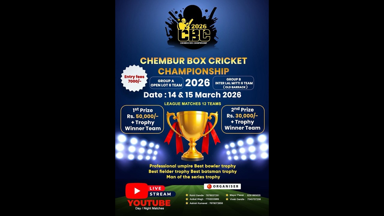 CHEMBUR BOX CRICKET CHAMPION 2026 ORGANIZED BY BALAJI MITRA MANDDAL CHEMBUR CHA GAJRAJ