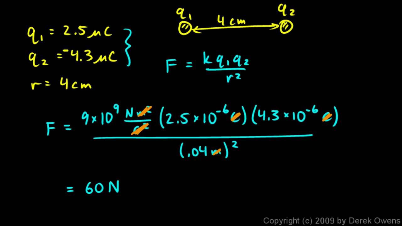 Physics 12.2.1b - Coulomb`s Law - Simple Examples