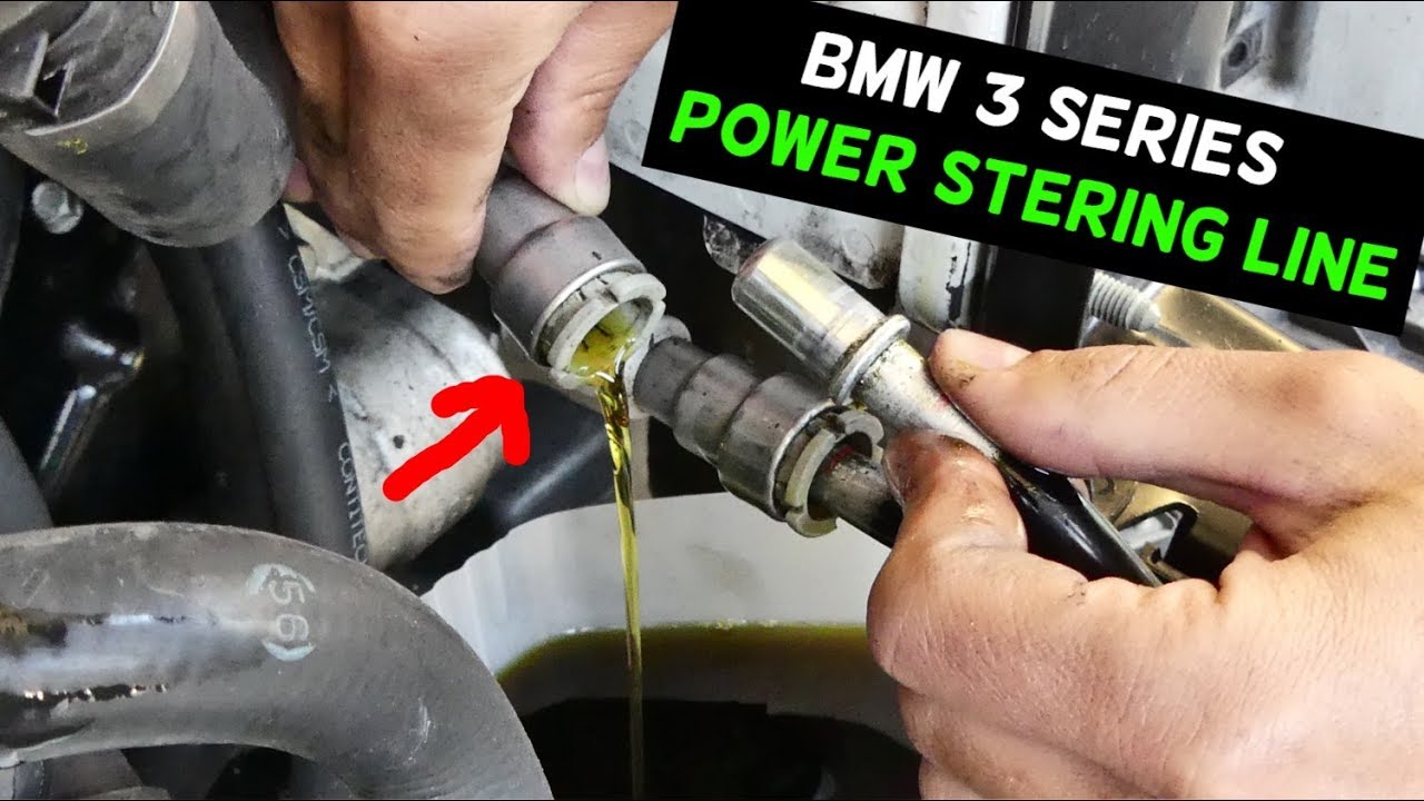 BMW E90 E91 E92 E93 HOW TO DISCONNECT POWER STEERING LINE HOSE