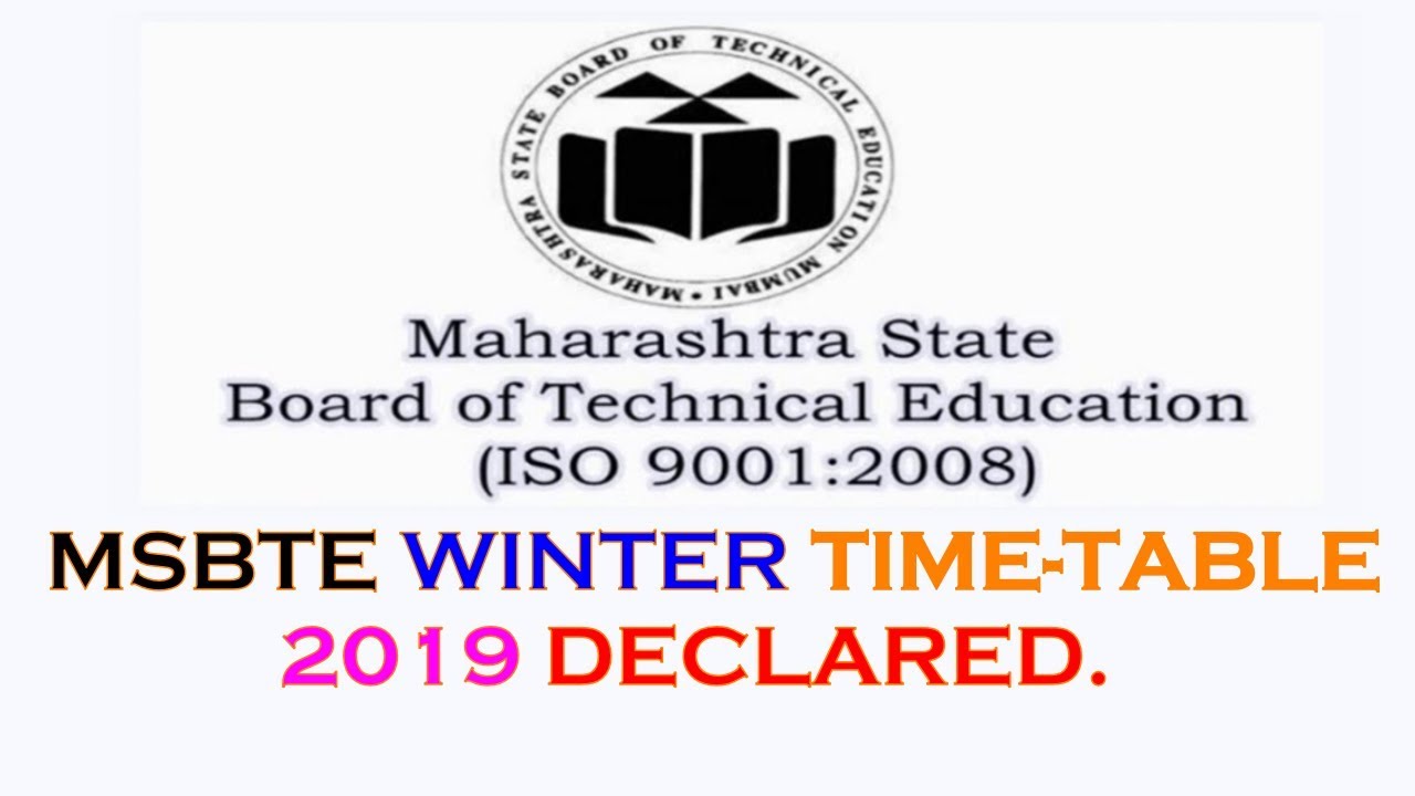 MSBTE WINTER 2019 EXAM TIME-TABLE SCHEDULE DECLARED IN HINDI