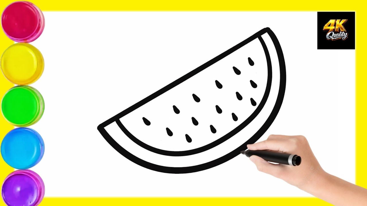 “Watermelon drawing for Beginners | Easy Step by Step” | By Marker Art YT | Day #35