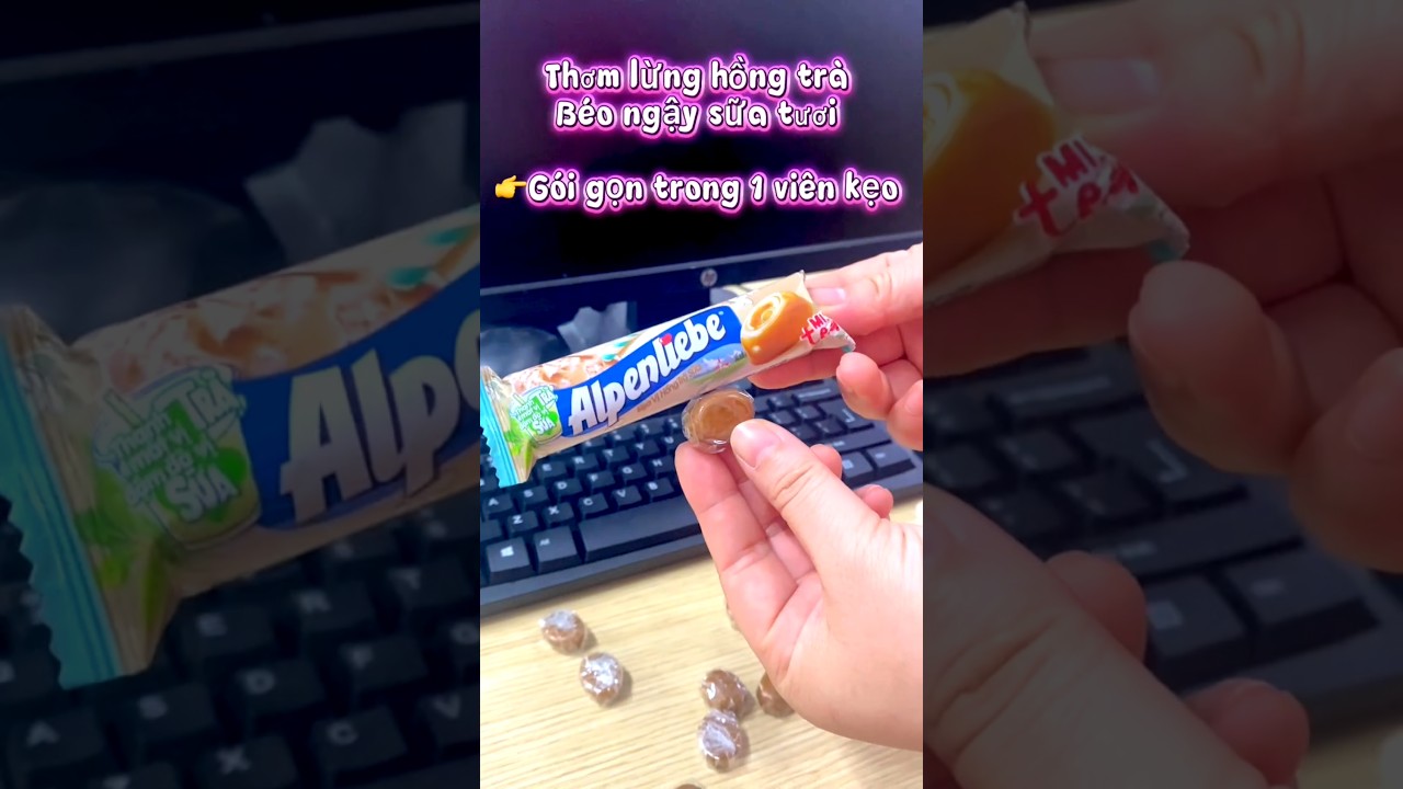 Kẹo vị hồng tr&agrave; sữa #anvat #review #unboxing #alpenliebe