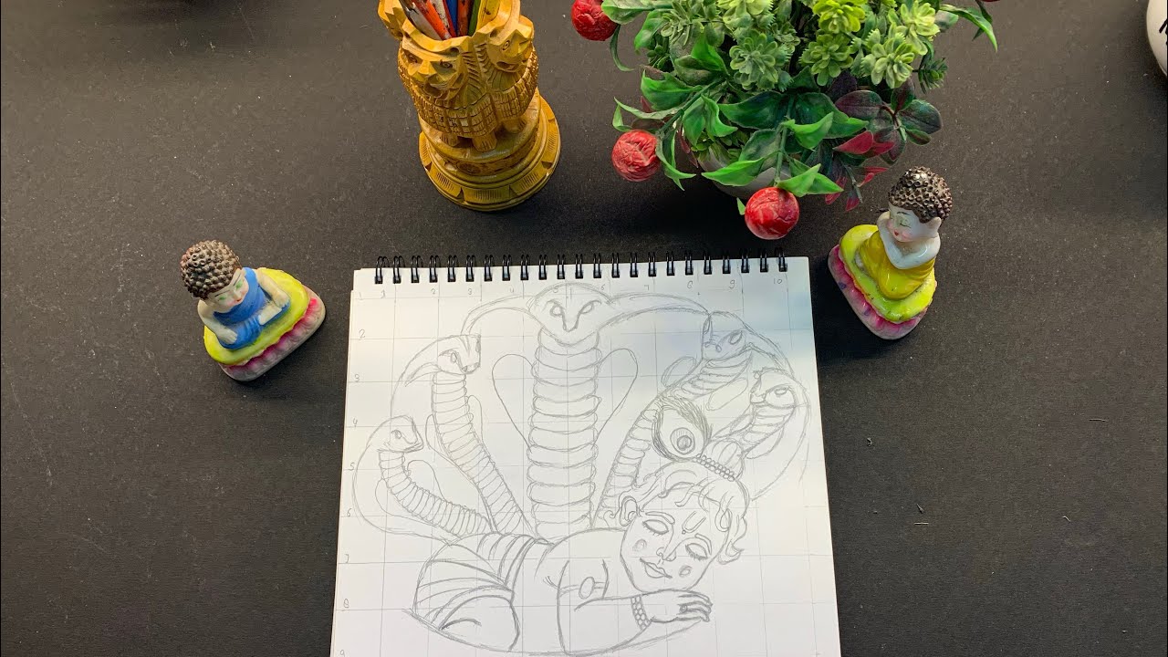 🔱❤️Bal krishna live painting || Vasudevji & shesnag || Krishna bhakti art🔴