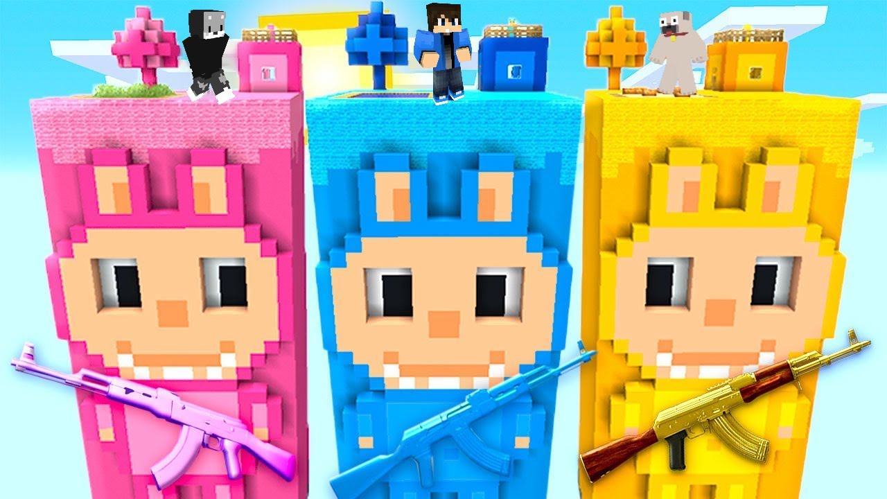 FEGYVERES SZIGET KÉK LABUBU vs SÁRGA vs RÓZSASZÍN A MINECRAFTBAN!