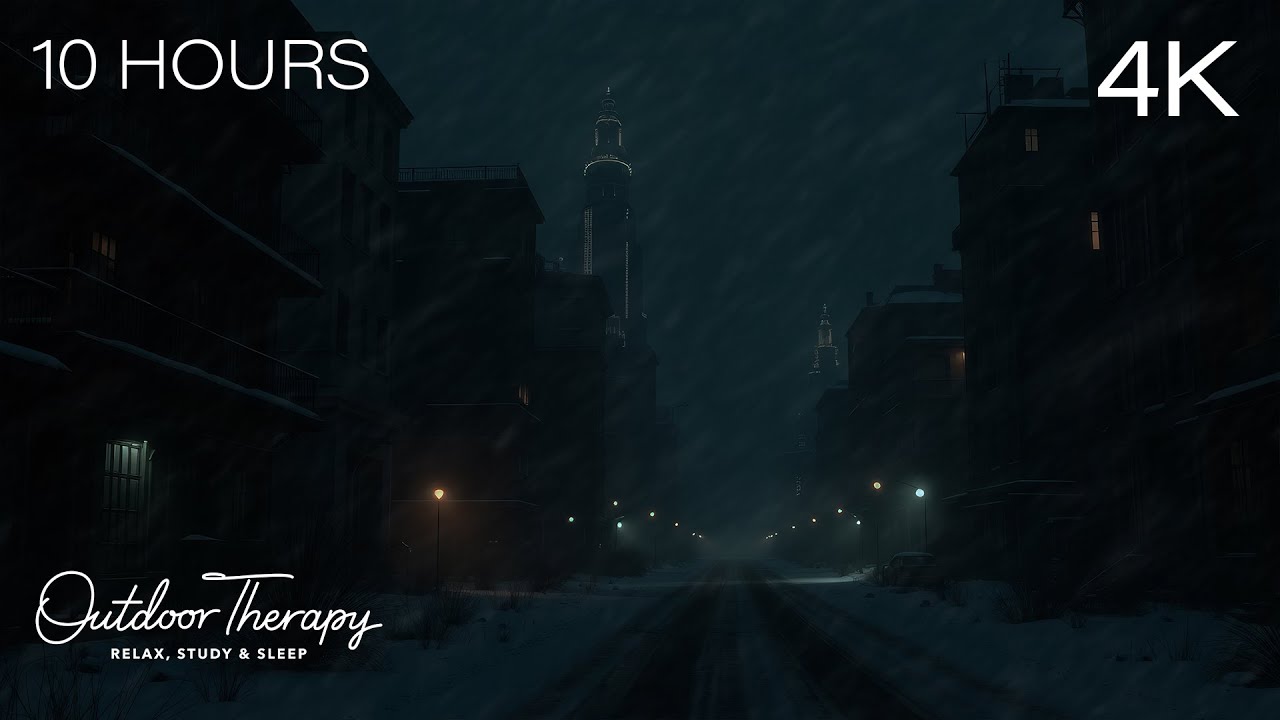 FROZEN HOURS // EMPTY ROADS | Meditative Howling Wind & Blowing Snow Ambience [4K] 10 HOURS