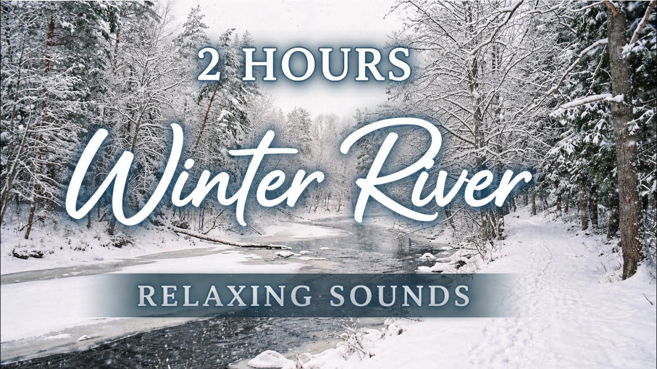 2 Hours of Peaceful Winter River Sounds |Relax, Study & Sleep