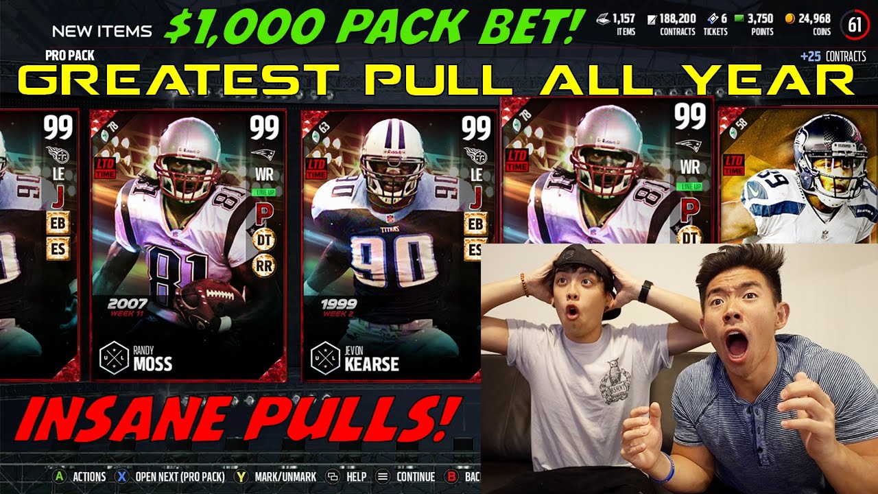 MY BEST PACK OPENING, PULL, & REACTION EVER! $1000 PACK BET! MADDEN 17 ULTIMATE TEAM