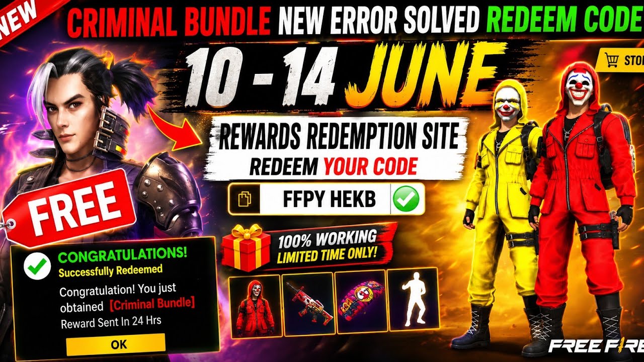 FREE FIRE REDEEM CODE TODAY JUNE 10 REDEEM CODE FREE FIRE | FF REDEEM CODE TODAY JUNE 10