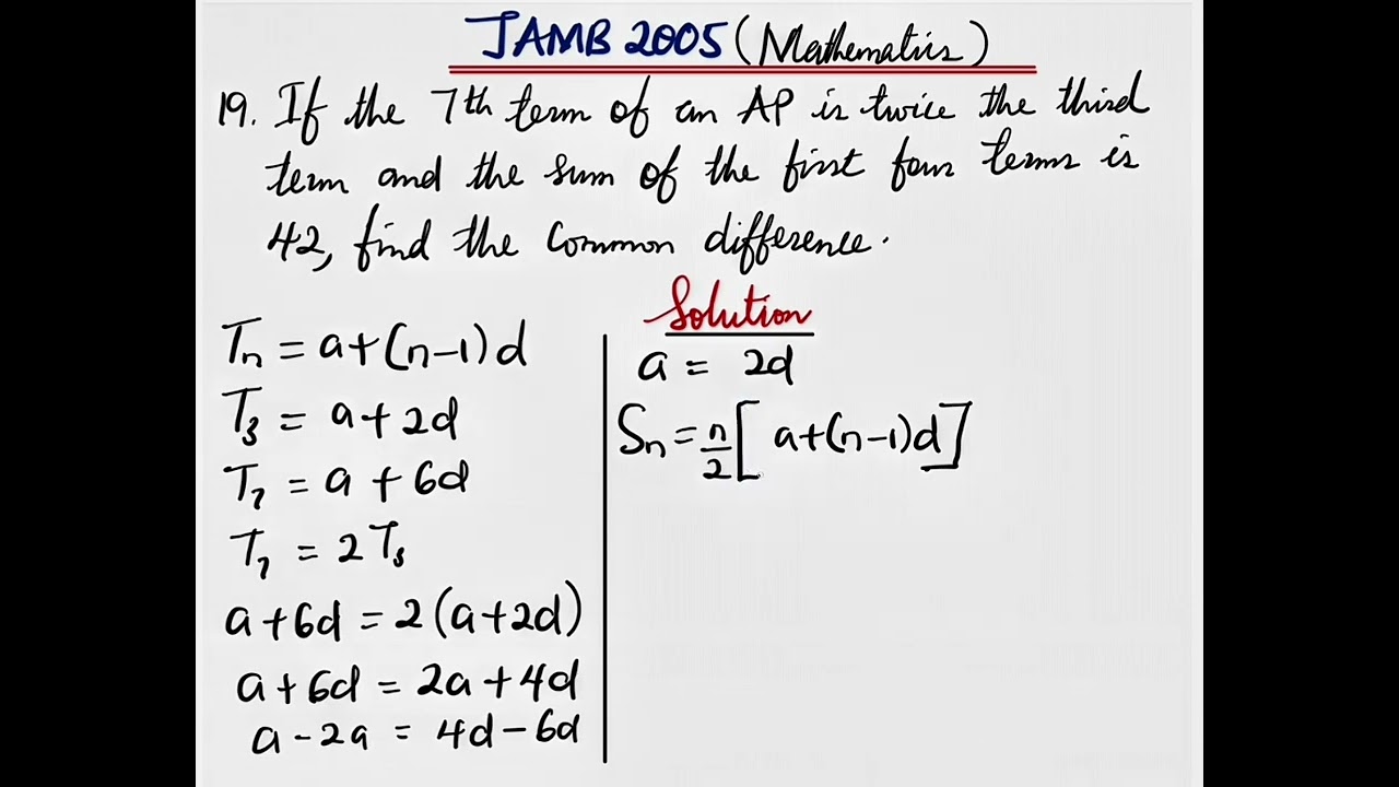 Question 19 | JAMB 2005 | Mathematics