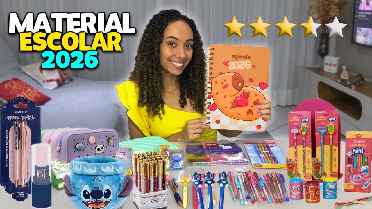 MEU MATERIAL ESCOLAR 2026- AVALIANDO LANÇAMENTOS PARA VOLTA AS AULAS! 