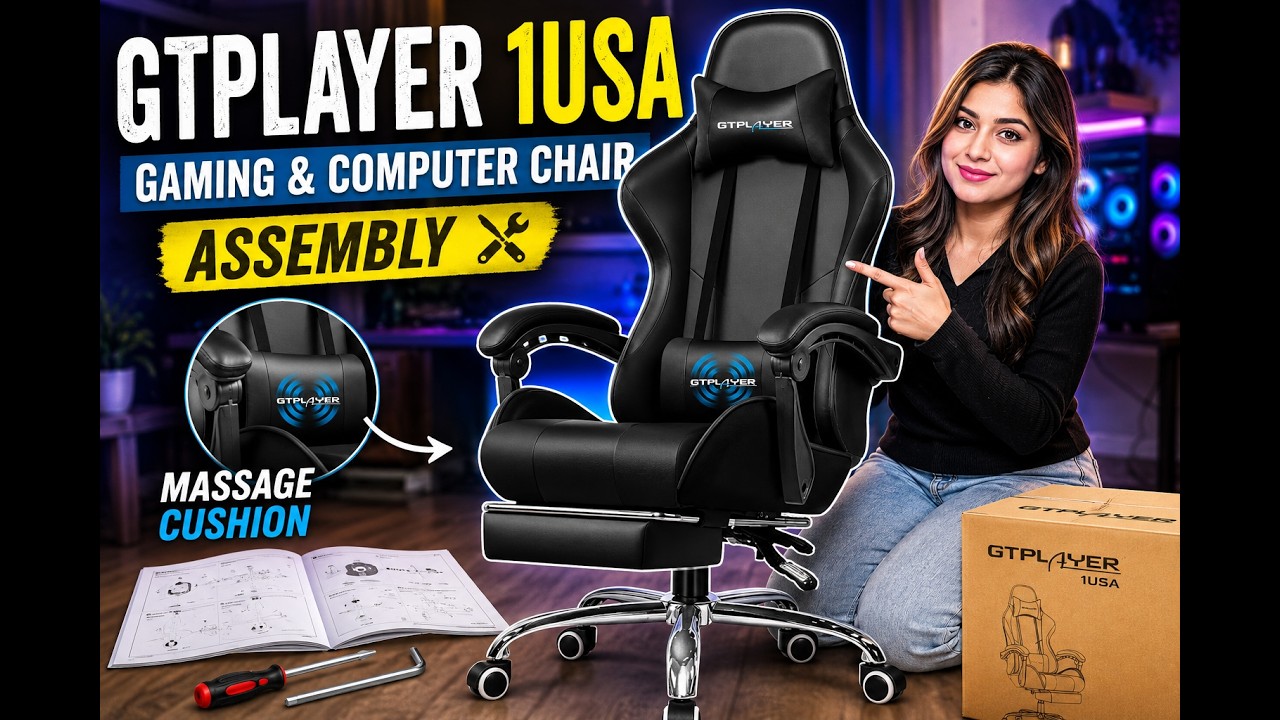 GTPLAYER 1USA Gaming Chair Assembly & Review 🪑 | Massage Cushion | Worth Buying?