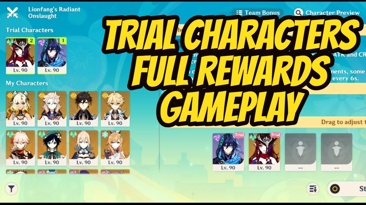 [Chasca] Lionfang's Radiant Onslaught Full Rewards Gameplay Using Trial Characters Only On Mobile