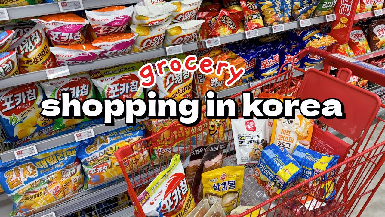 shopping in korea vlog 🇰🇷 grocery food haul 🍒 fruits & snacks unboxing 🥘