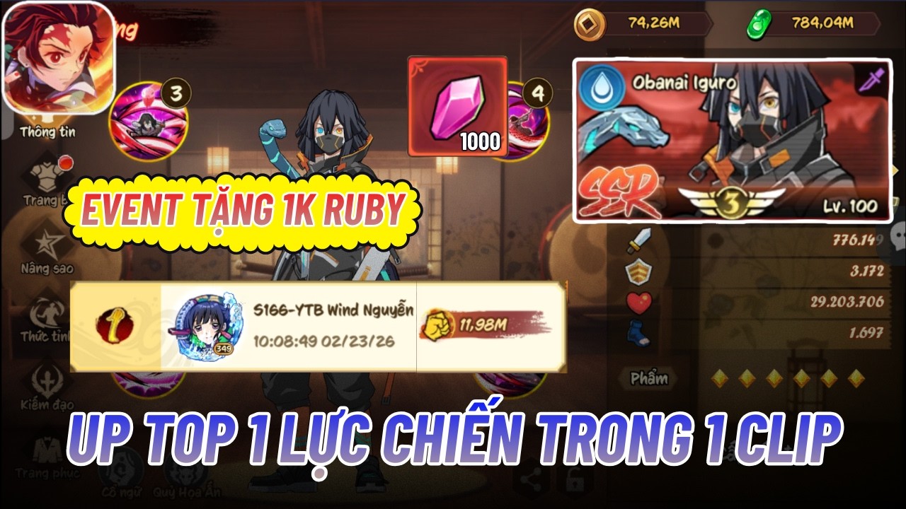 Hơi Thở Mặt Trời X7 GAME #21 - EVENT 1K RUBY || UP TOP 1 OBANAI TRONG 1 CLIP