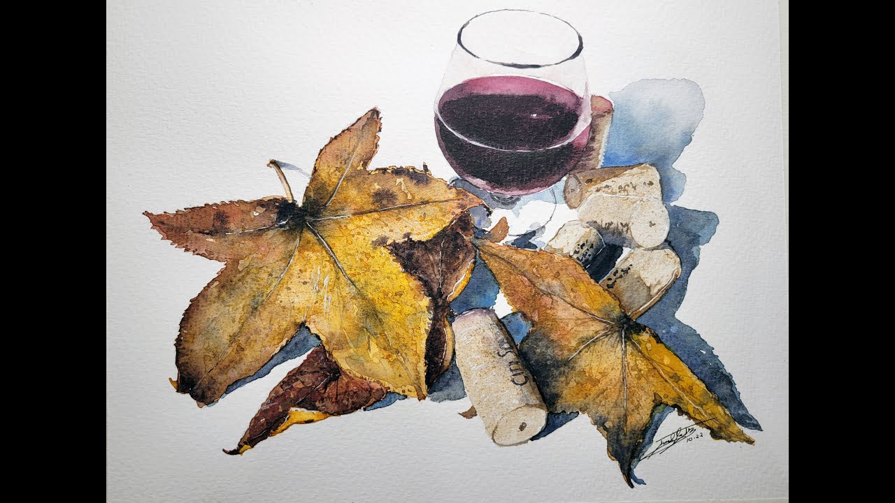 Fall Colors (full Video) Watercolor painting.  Time-lapse painting of fall essentials.