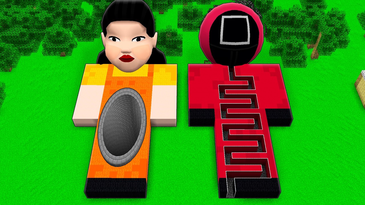 I found a SQUID GAME 2 MAZE vs PIT in Minecraft ! Who's BETTER MANAGER vs Young-hee PIT !
