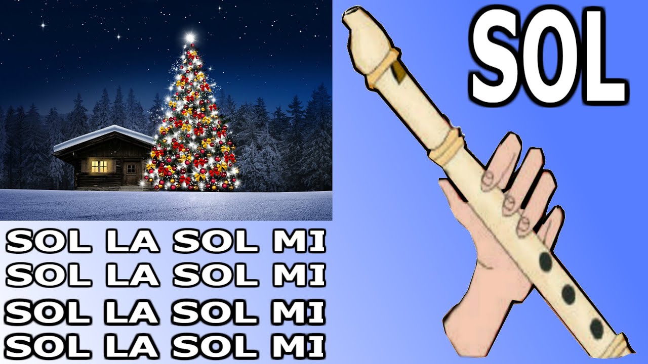 Noche de paz, flauta dulce fácil, tutorial con animación, silent night, easy flute recorder