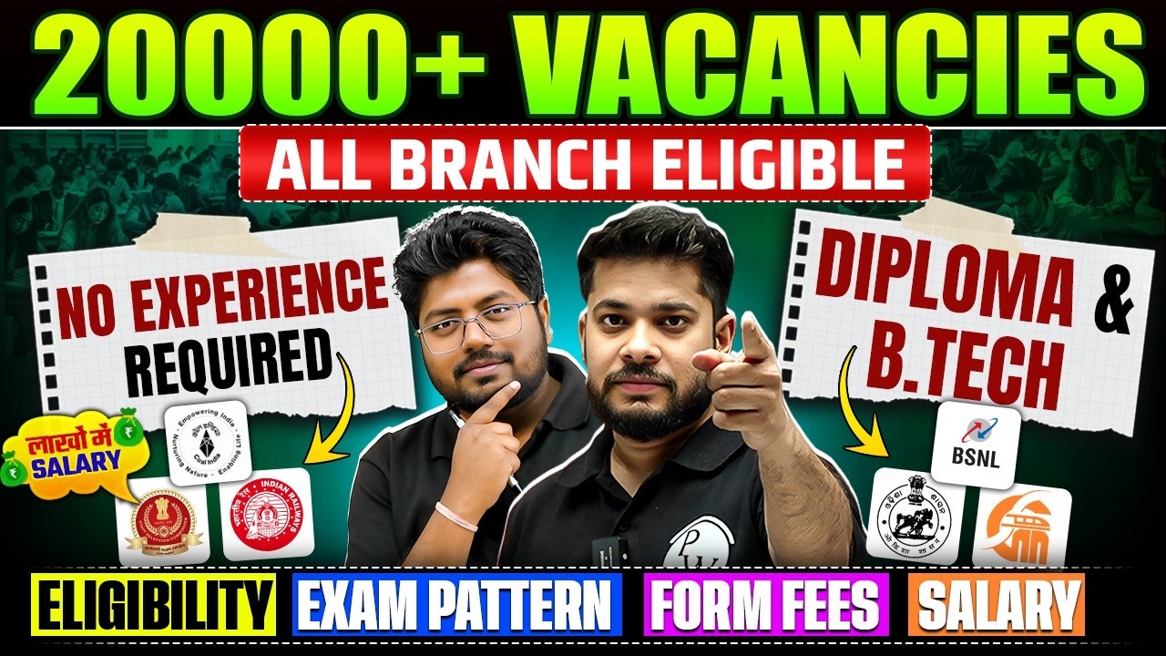 20000+ Vacancies for B.Tech & Diploma Aspirants | Government Job Alert | Engineers Wallah