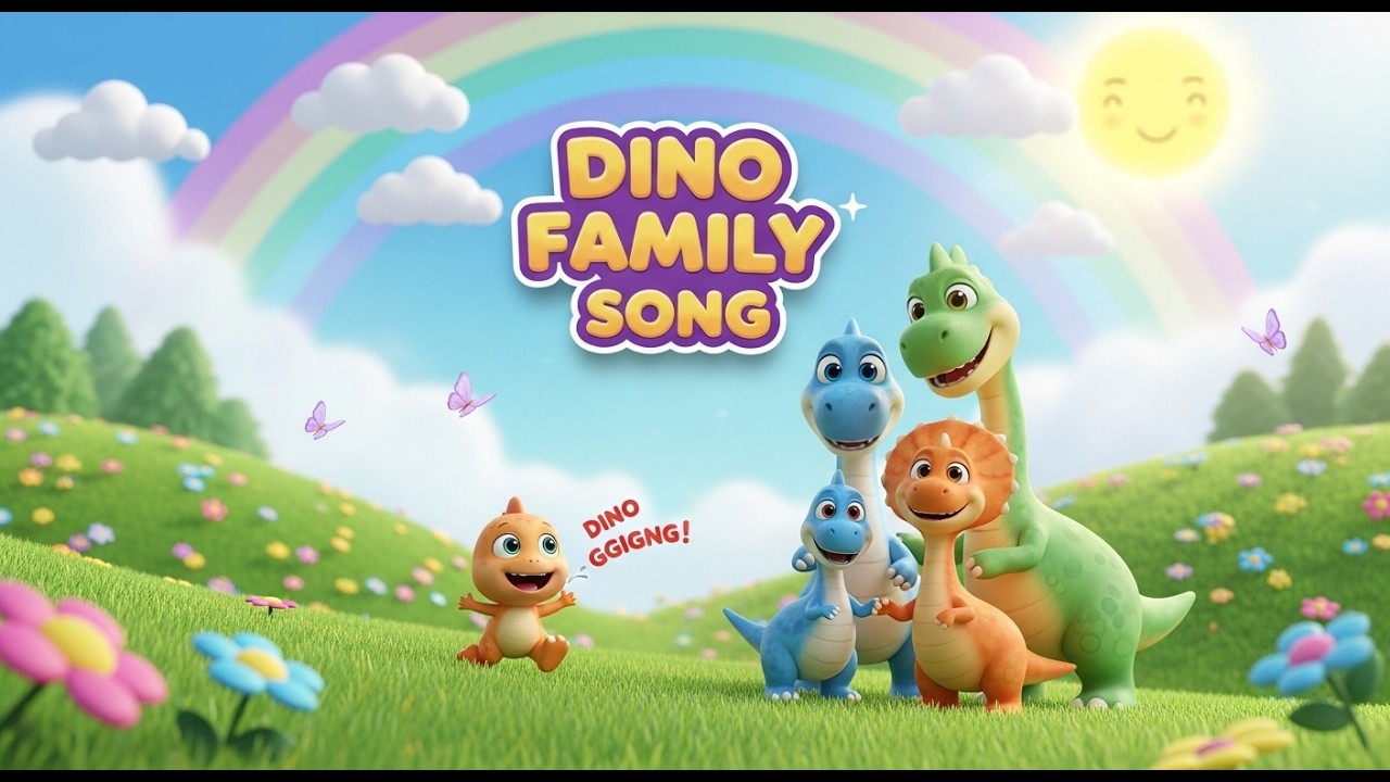 🦖 Dino Family Song 🦕 | Happy Dinosaur Family Dance | Cute Kids Nursery Rhyme 🎵💚