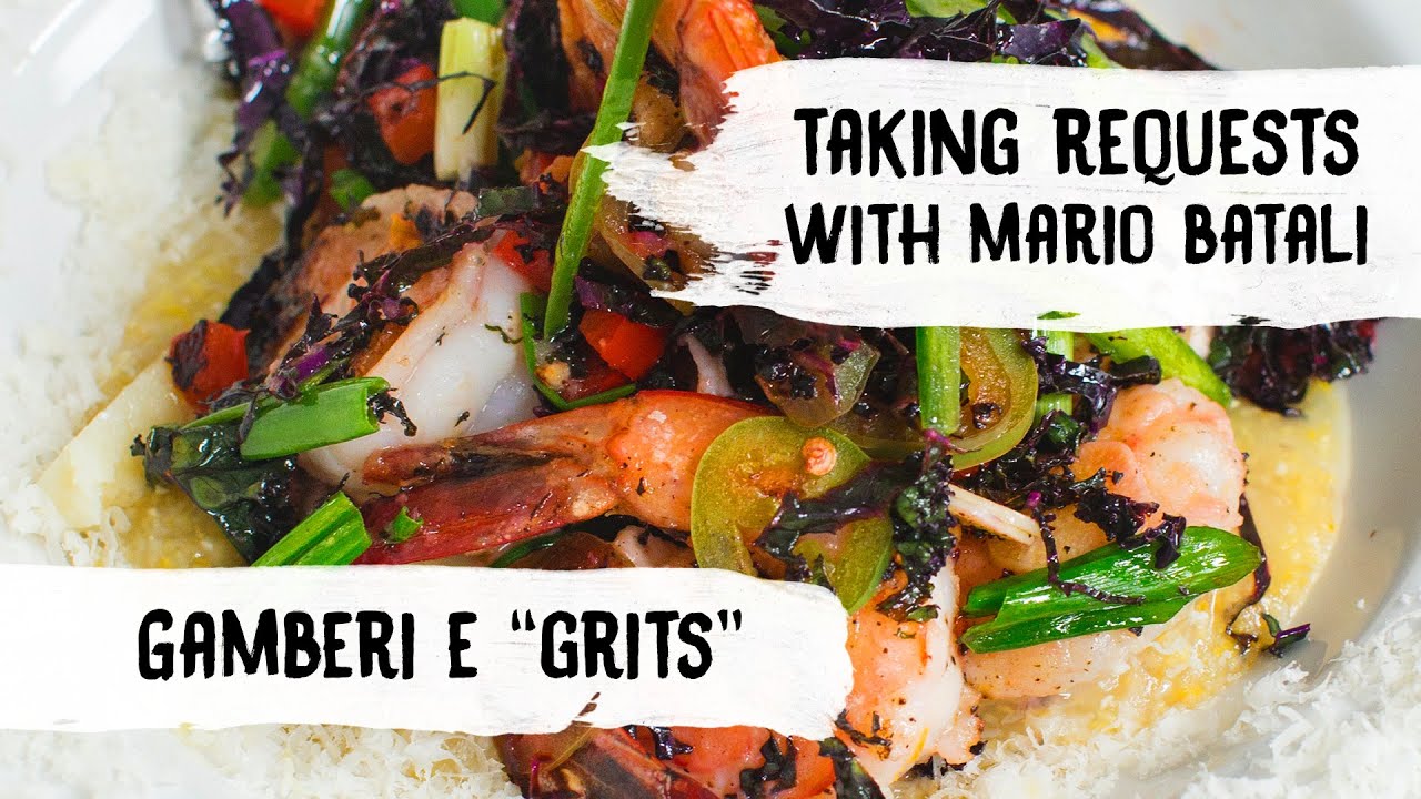 Mario Batali Cooks Spicy Shrimp with Jalapeños + Polenta