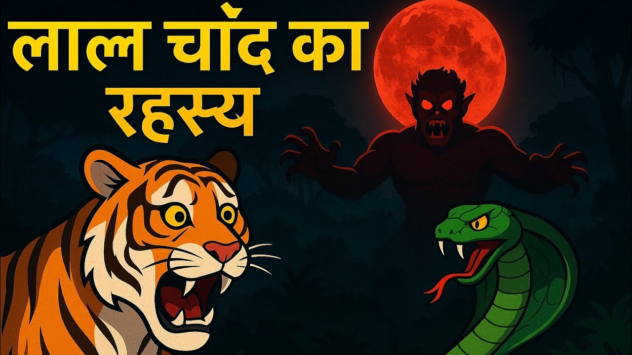 लाल चाँद और चाँदिया राक्षस | Tiger & Snake Horror Jungle Story | Hindi Animal Story | Moral Story